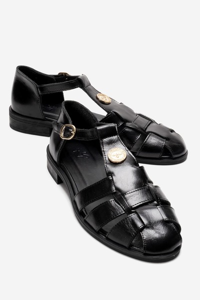 Zeynep Sıradağlı Belivya Women's Genuine Leather Sandals Black
