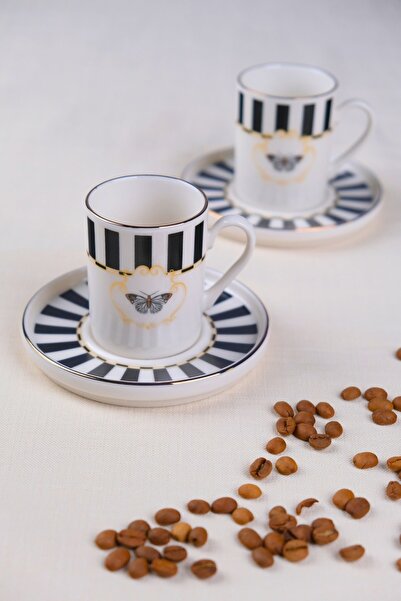 tabakevi طقم فناجين قهوة من تاباك إيفي بورسلين فراشة كوليكشن مطلية بالذهب 85 ...