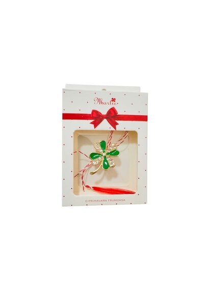 OEM Brosa Martisor Trifoi cu Patru Foi – Simbol al Norocului,Cadou Traditiona...