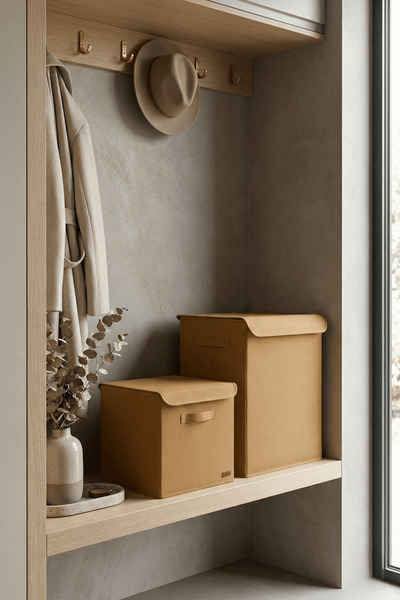 homyjr's Homyjr’S Set of 2 Fabric Storage Boxes with Lids (Large + Small) Clo...