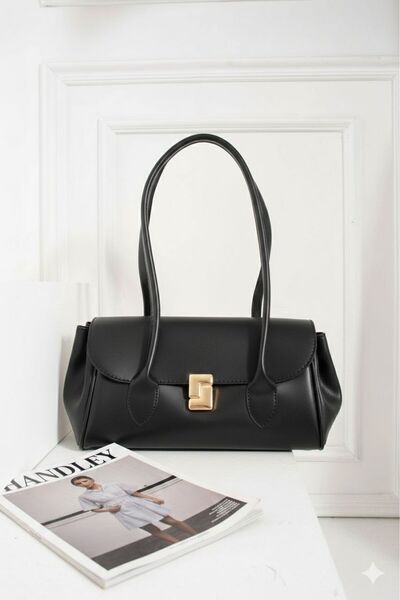 Handley Geantă de umăr tip baguette de lux cu detalii de blocare