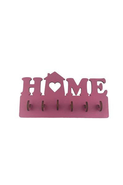 Amco Home wooden key holder with 6 hooks 20x10x2.4 cm, Pink