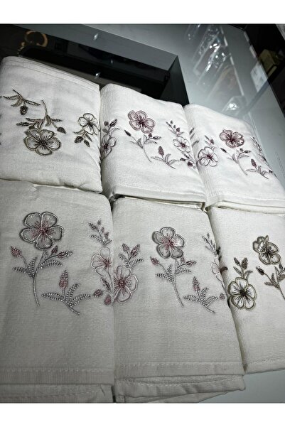 VELLON HOME BRLNT. طقم مناشف مطرزة 6 قطع مقاس 50 × 90