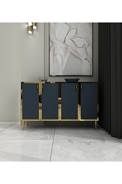 morepp Helen 120 cm konsol, tv ünitesi, çok amaçlı dolap - Antrasit-Altın