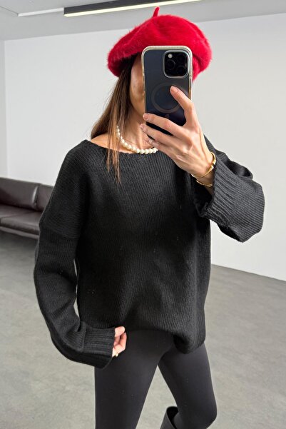 5in1Canpolat سترة سوداء بتفاصيل دانتيل على الظهر 0148