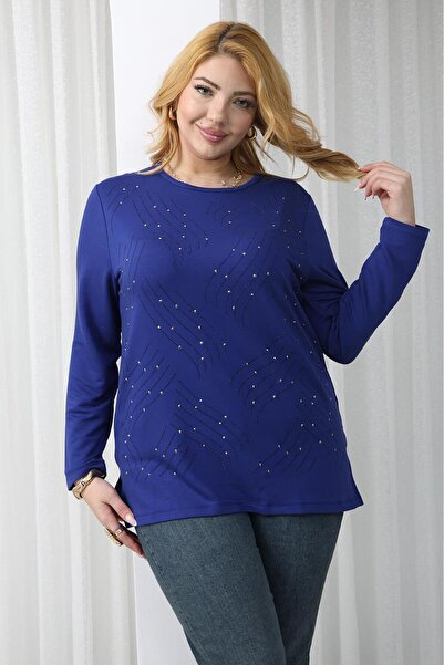 Siyezen Μπλούζα μεγάλου μεγέθους με πέτρινη λάμψη