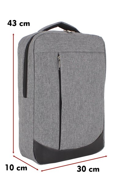 Dada Unisex Gray Backpack School Office Business Daily Use 15.6" Inch Waterproof Fabric