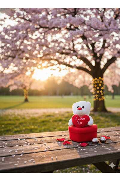 Bir Ayıcıklı kalpli peluş kutu