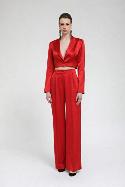 codemark Women's Double-Breasted Collared Crop Jacket & High-Waisted Tube Leg...