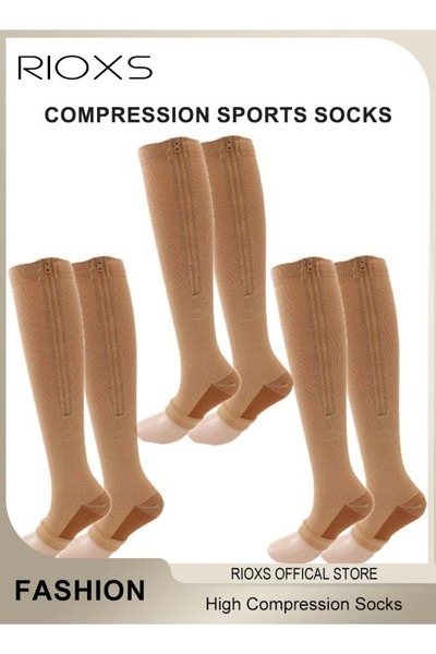 RIOXS 3 Pairs Unisex High-Compression Socks Boosts blood circulation, acceler...