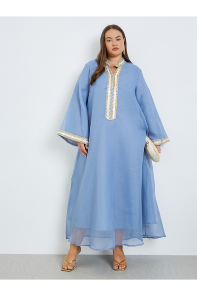 Styli Plus Size Embellished Maxi Jalabiya