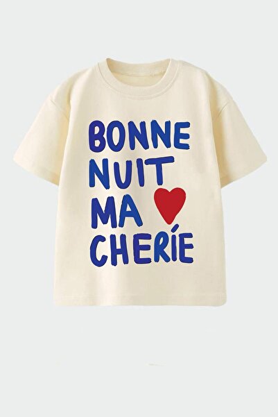 Monila Kız Çocuk Beyaz Baskılı Pamuklu Bisiklet Yaka T-shirt