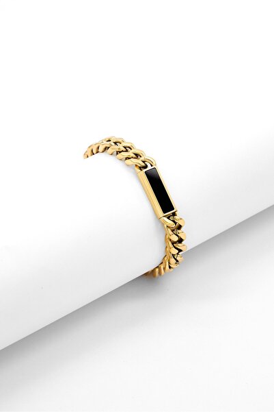 Tommy Hilfiger Men Semi Precious Gold Plated Metal Chain Bracelet, Gold