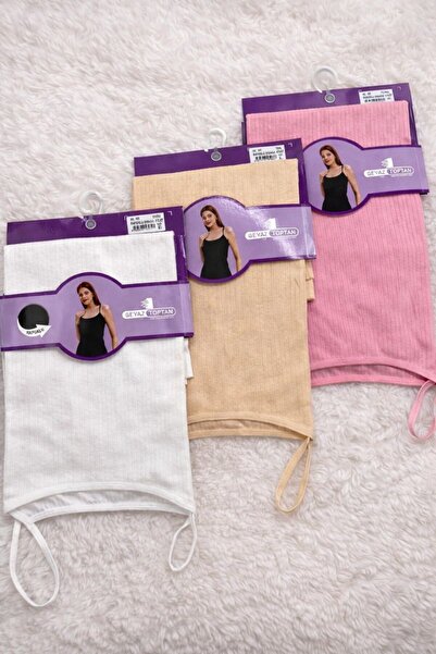 BEYAZTOPTAN Cotton Ribbed Women's Strap T-Shirt 4-Piece Pack