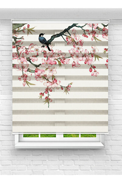 Enzo Home Zebra Stor Perde Sakura Çiçeği ve Kuş Desenli | Salon & Yatak Odası...