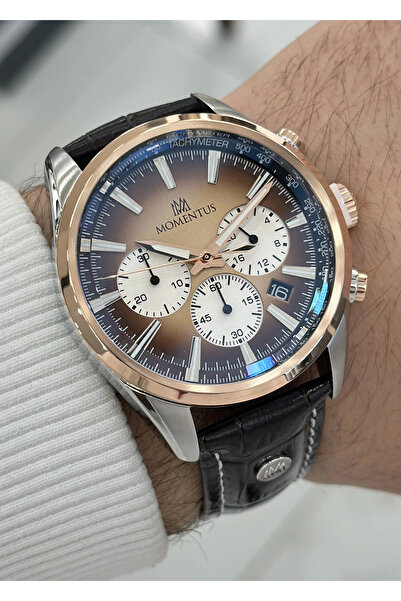 Momentus Orijinal Kahverengi Deri Kordon 10ATM Su Geçirmezlik Erkek Kol Saati...