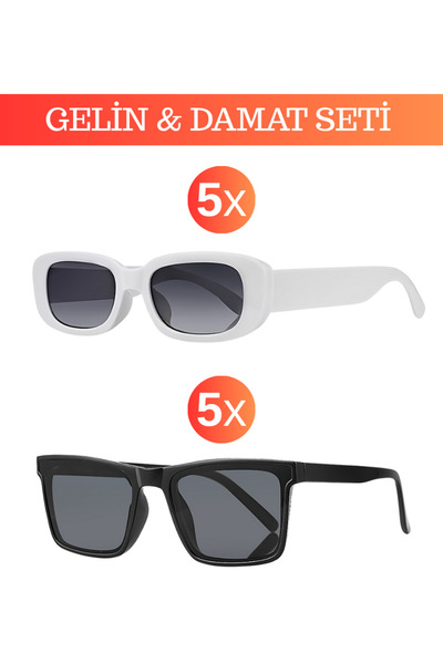 Kinary Just Married Bride and Groom Glasses Set – White Bride Black Groom – O...