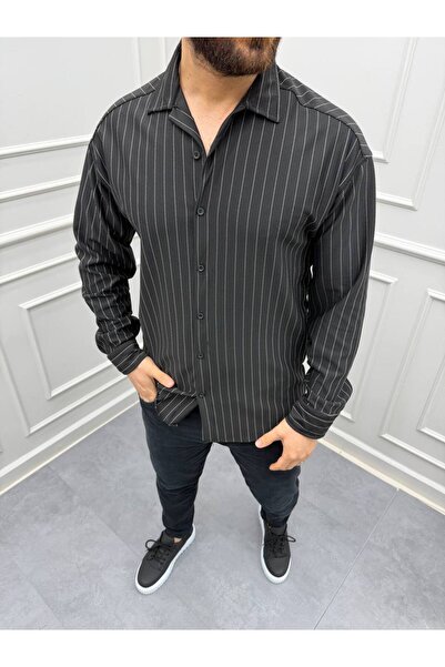 LACHAREL ZARA KREP ÇİZGİLİ UZUN KOL GÖMLEK