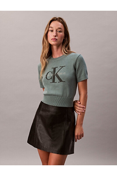 Calvin Klein Kadın Chunky Cotton Graphic Kazak