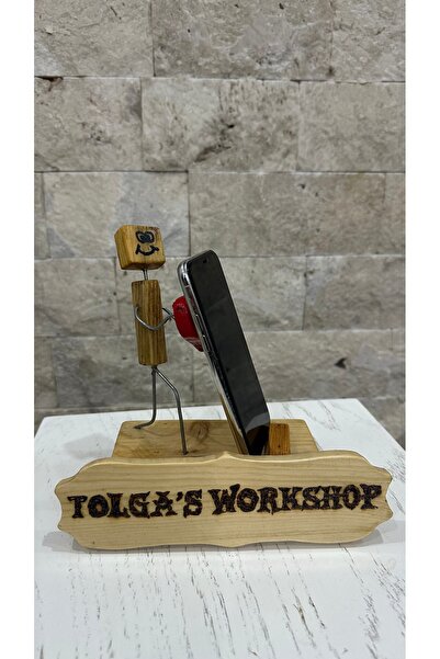 TOLGA’S WORKSHOP Kişiye Özel Ahşap Telefon Tutucu & İsimlik – Sevgililer Günü...