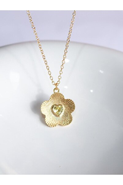 Reorah Collection Green Zircon Stone Flower Shaped Necklace