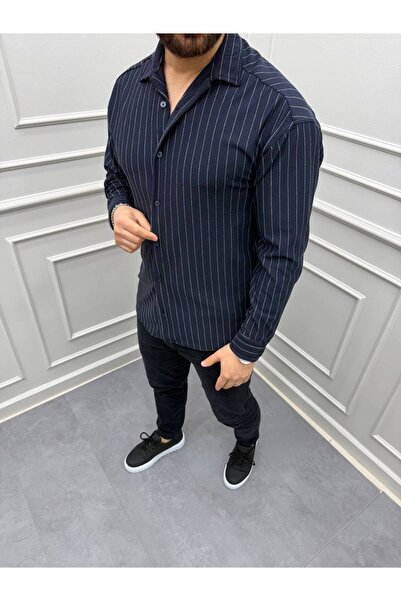 LACHAREL ZARA KREP ÇİZGİLİ UZUN KOL GÖMLEK