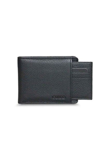 GUARD Black Genuine Leather Horizontal Model Classic Men's Wallet with Hidden...
