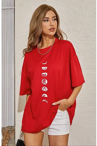 HEAVEN WEAR تيشيرت نسائي مقاس كبير مطبوع عليه قلب