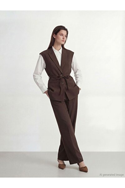 LC Waikiki Lcw Modest Loose Fit Wide Leg Women's Pleated Fabric Trousers