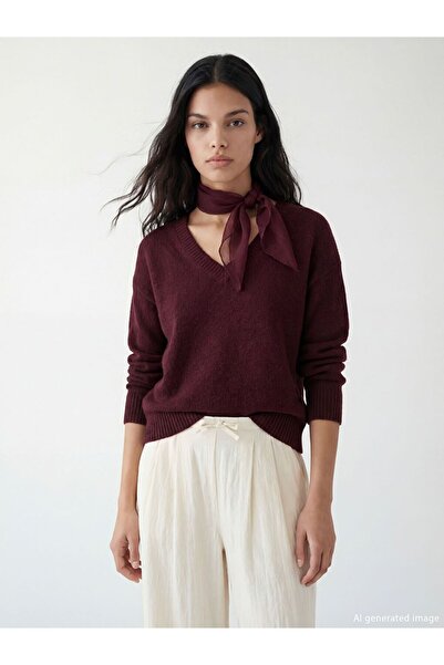 LC Waikiki Xside V-Neck Oversize Women's Knitwear Sweater