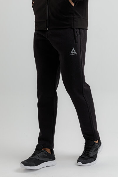 Airlife Fleece Men's Wool-Blend and Straight-Leg Sweatpants Black