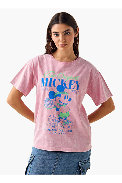 SP Characters Oversized Cotton T-shirt with Mickey Mouse Print