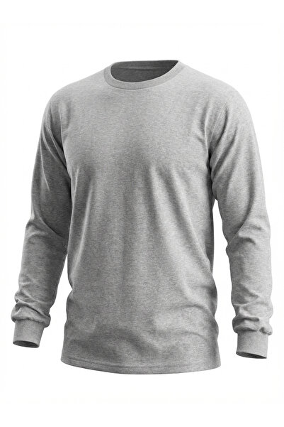 Ümiteks world of clothes Gray 0 Neckline 2 Yarn Shardooned Sweatshirt Circula...