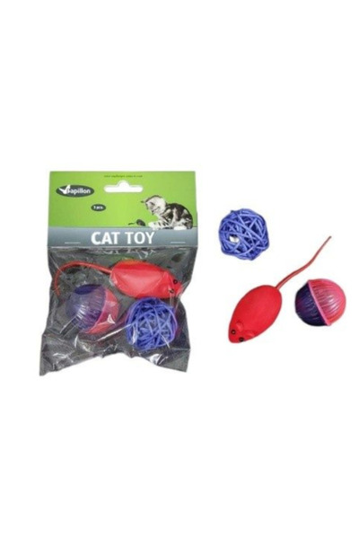 Papillon Cat toy set 3 pieces, balls and ball of wool