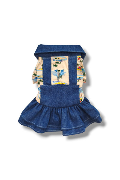 STE Kot Detaylı Desenli Dişi Köpek Elbisesi – Özel Tasarım - Spor Elbise - Ta...