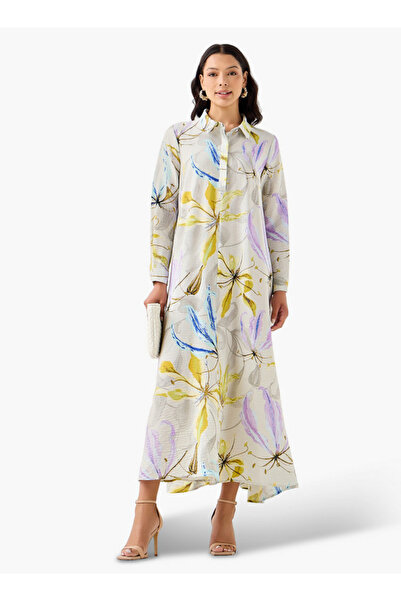 Iconic Trapeze Midi Dress with Floral Print