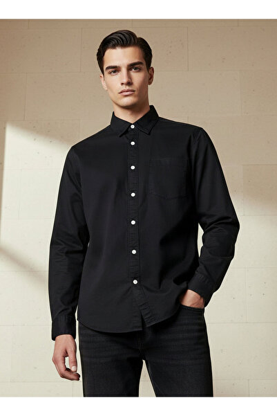 Lee Cooper قميص رجالي بقصّة عادية وأكمام طويلة وياقة