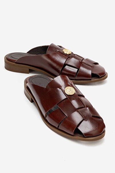 Zeynep Sıradağlı شبشب نسائي من الجلد الطبيعي من بيردينيا باللون البني