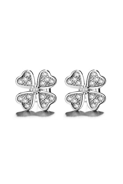 Other Sterling Silver Clover Earrings with Zirconia