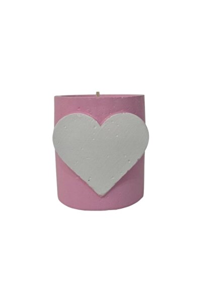 OEM Lumânare pentru Ziua Îndrăgostiților in vas de ciment roz alb