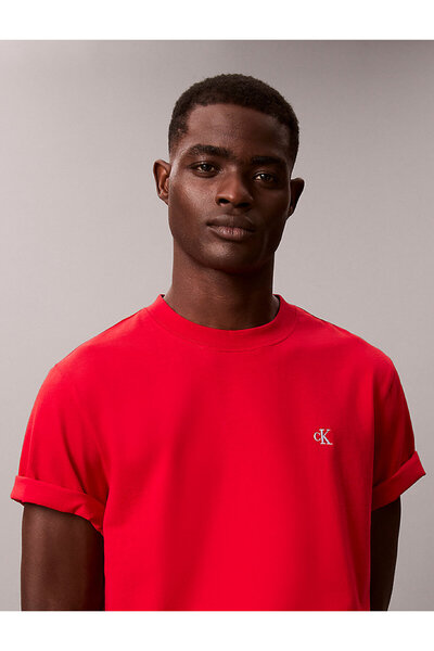 Calvin Klein Erkek SS Easy Monogram Detaylı T-shirt