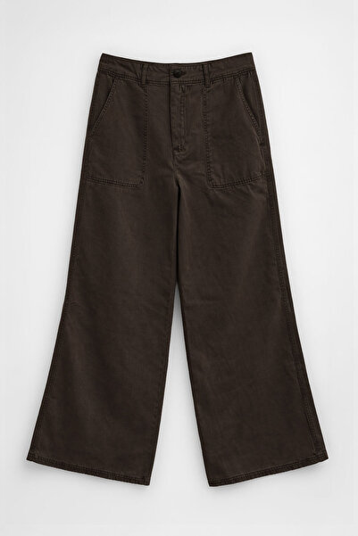 Bluewhite Women's High Waist Brown Wide Leg Trousers