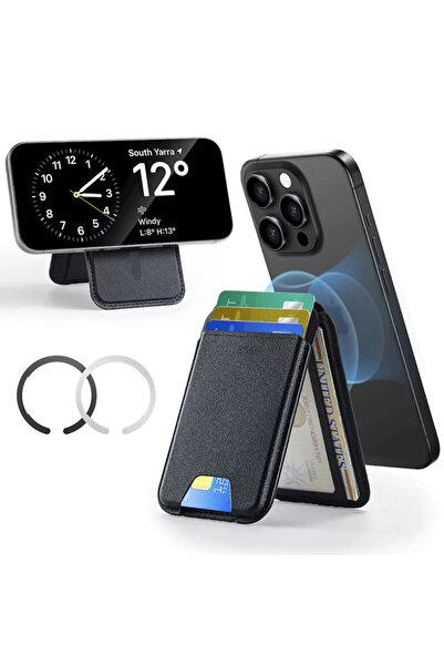 ESR Leather Wallet 3x Card + Magnetic Ring Classic, Black