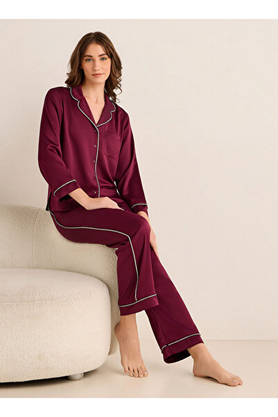 FAV Pyjama Set Button-Down Shirt & Pants Satin