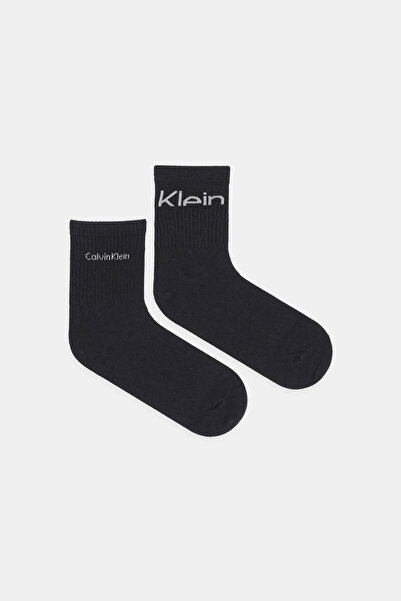 Calvin Klein Kadın Logolu Kısa Çorap 2'li Paket - Siyah
