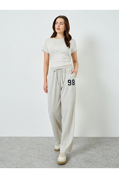 Styli Women White Wide Leg Joggers with Drawstring