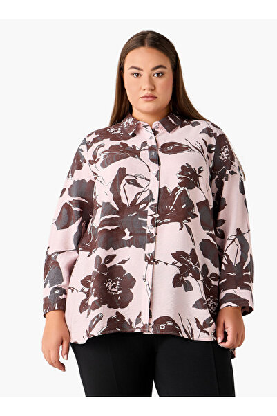 Ulla Popken قميص مطبوع من الفسكوز بقصة مريحة