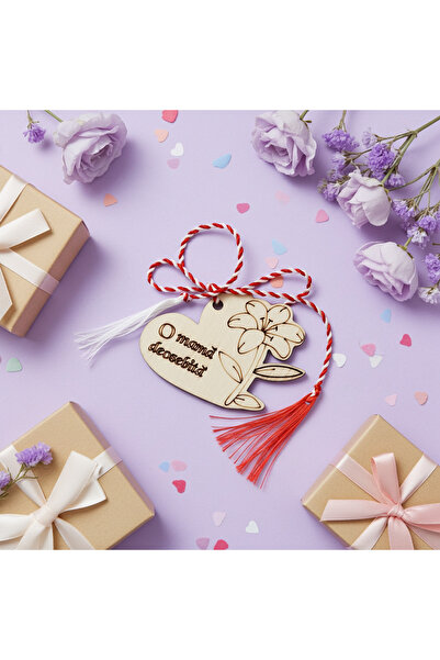 damoro Magnet Martisor,1 martie,Mama deosebita,Lalea,Lemn, SET 2 BUCATI