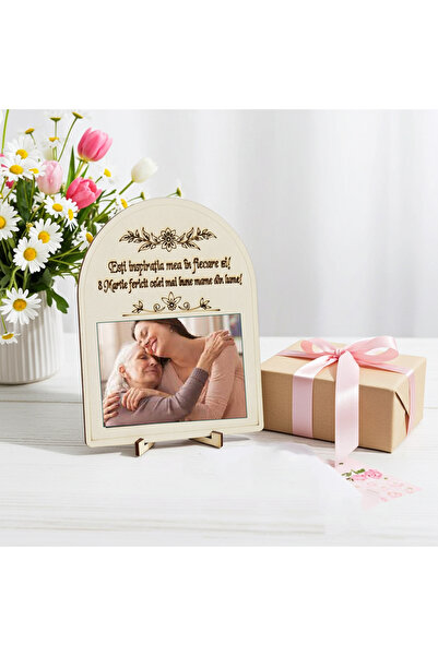 damoro Desk photo frame, MARCH 8, Mother's Day gift, Natural wood