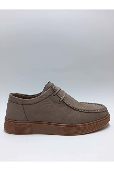 Retto Genuine Leather Nubuck Lace-Up Sand Color Flexible Rubber Sole Men's Shoes